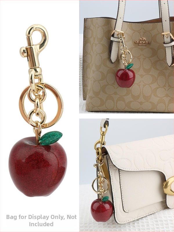 Висулка за чанта с ябълка, ключодържател, висулка за кола, украшение от смола, аксесоар от смола, Amazon, червена ябълка, плодов стил
