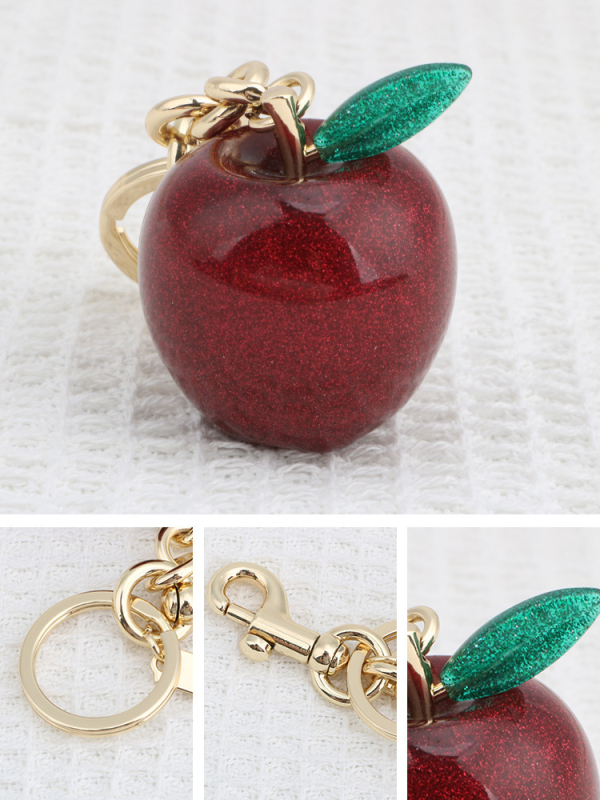 Krepšelio pakabukas „Obuolys“ raktų pakabuko pakabukas automobiliui, ornamentas, dervos aksesuaras, „Amazon“ raudonasis obuolys, vaisių stilius
