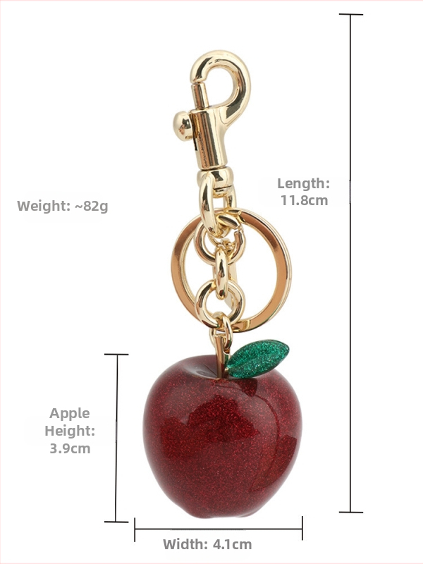 Висулка за чанта с ябълка, ключодържател, висулка за кола, украшение от смола, аксесоар от смола, Amazon, червена ябълка, плодов стил