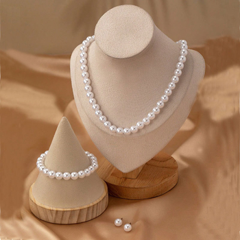 Διασυνοριακό ζεστό στυλ κολιέ με απομίμηση μαργαριταριού 8 χιλιοστών, βραχιόλι, σκουλαρίκια, σετ τριών τεμαχίων, σετ κοσμημάτων μόδας γυναικών με μαργαριτάρια, χονδρική πώληση