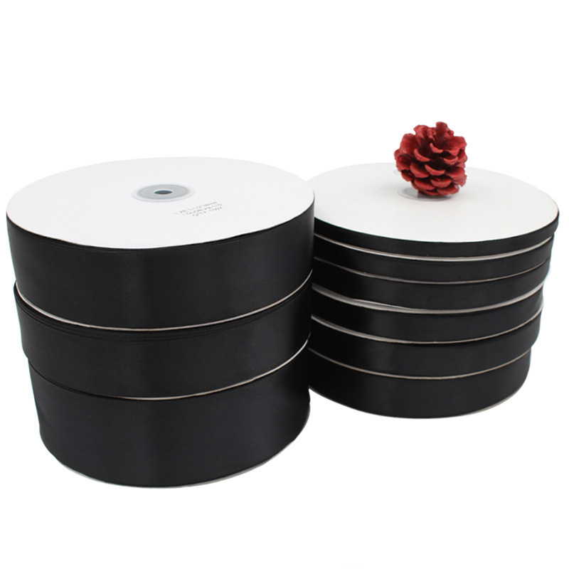 Juoda juostelė su briaunomis ir kaspinu „Pasidaryk pats“ rankų darbo juostelė, drabužių aksesuarų pakuotė, briaunota austinė juosta „Yiwu“ aksesuarai