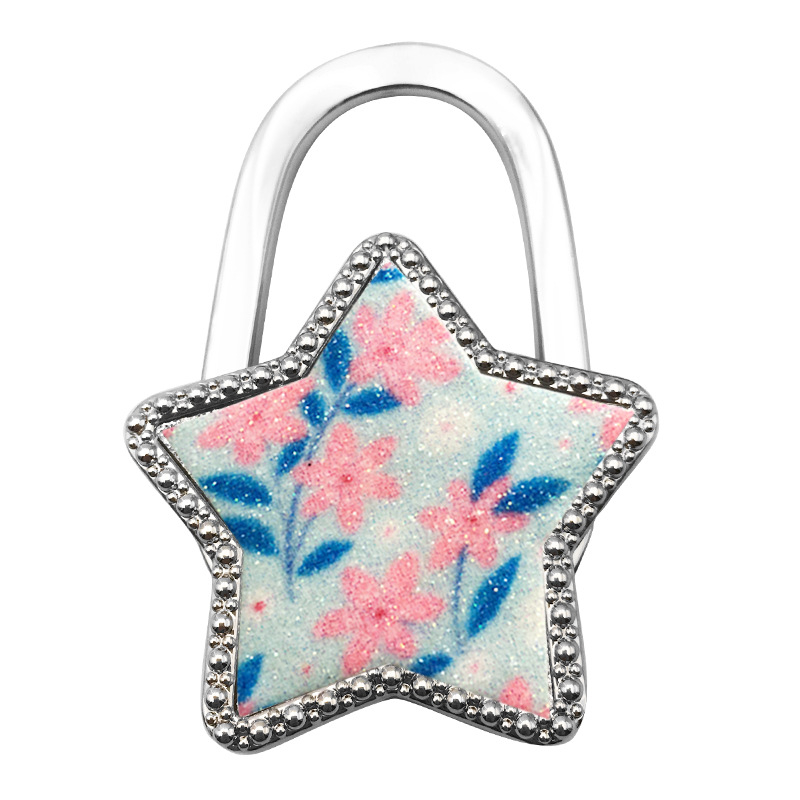 Moodne loominguline tähekujuline rippkoti konksuvärviline viieharuline tähekujuline ripats ehe kokkupandav kaasaskantav lauapoolne naiste kotikonks