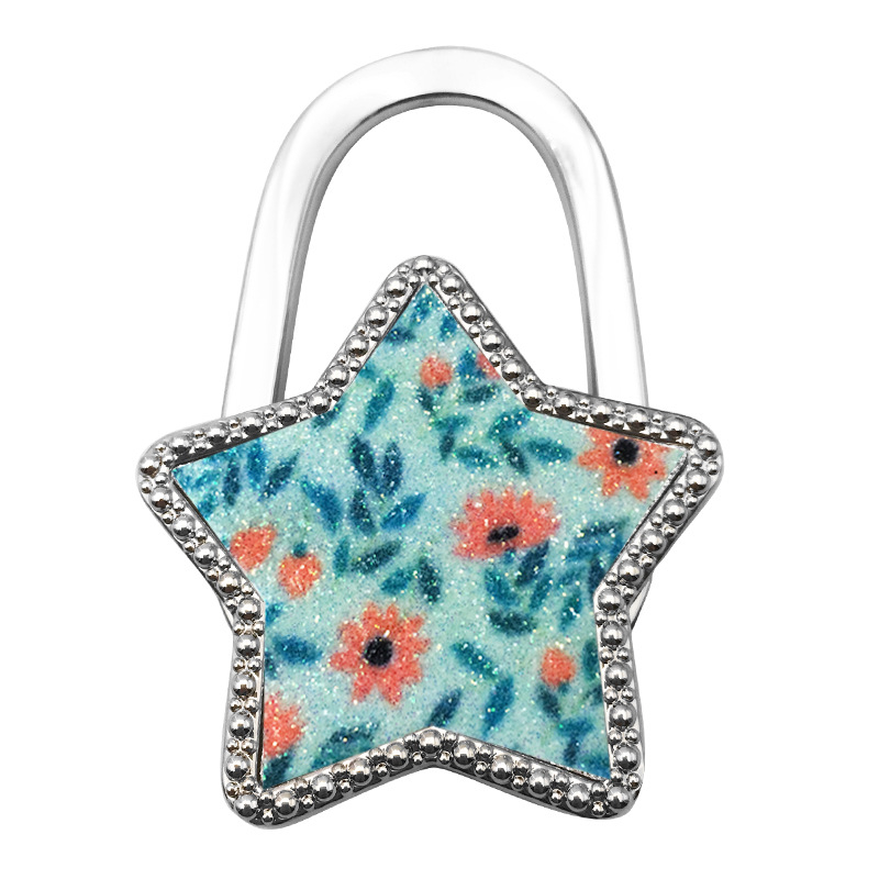 Moodne loominguline tähekujuline rippkoti konksuvärviline viieharuline tähekujuline ripats ehe kokkupandav kaasaskantav lauapoolne naiste kotikonks