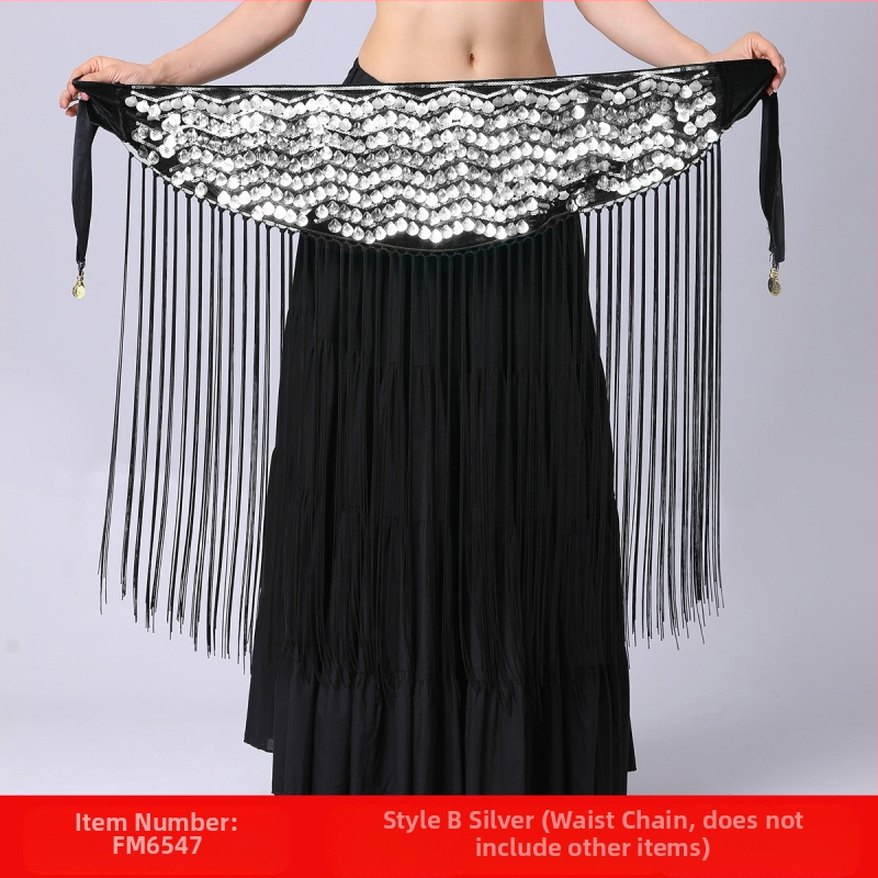 Piiriülene kõhutantsu harjutusriietus vööketiga puusarätik pikk tupsudega litritega vöötihend esinemise vöökett vöörätik kõhutantsu vöökaunistus