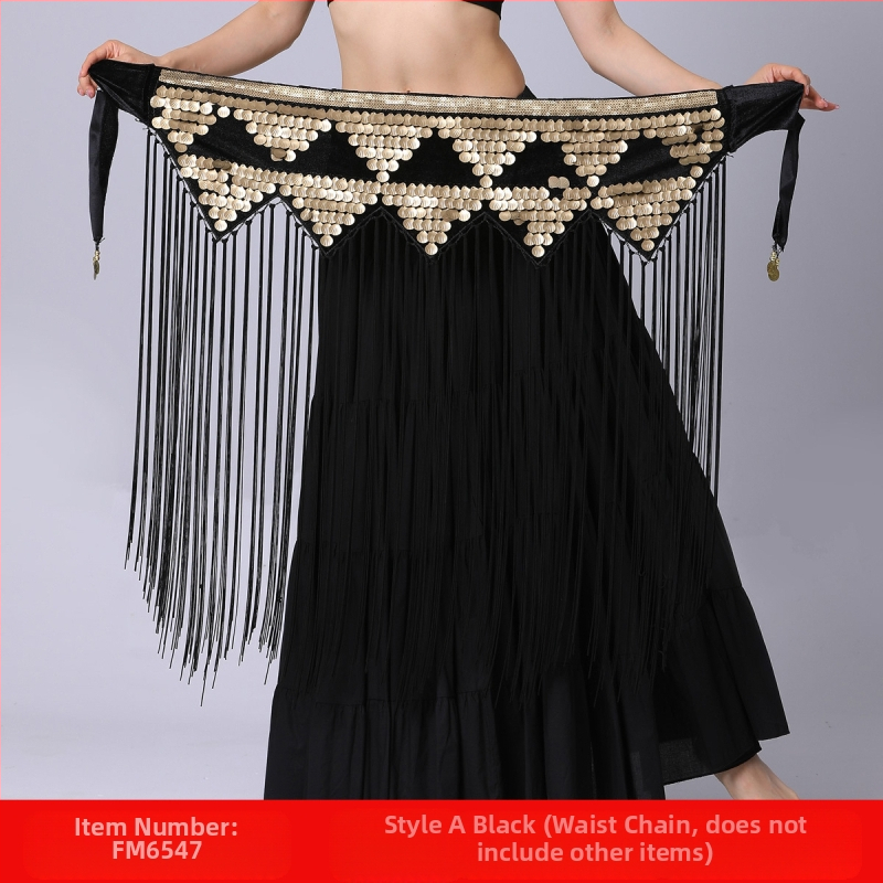 Piiriülene kõhutantsu harjutusriietus vööketiga puusarätik pikk tupsudega litritega vöötihend esinemise vöökett vöörätik kõhutantsu vöökaunistus