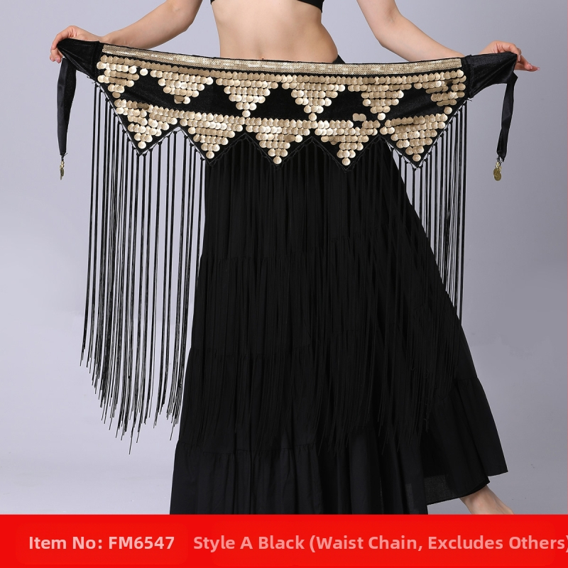 Piiriülene kõhutantsu harjutusriietus vööketiga puusarätik pikk tupsudega litritega vöötihend esinemise vöökett vöörätik kõhutantsu vöökaunistus