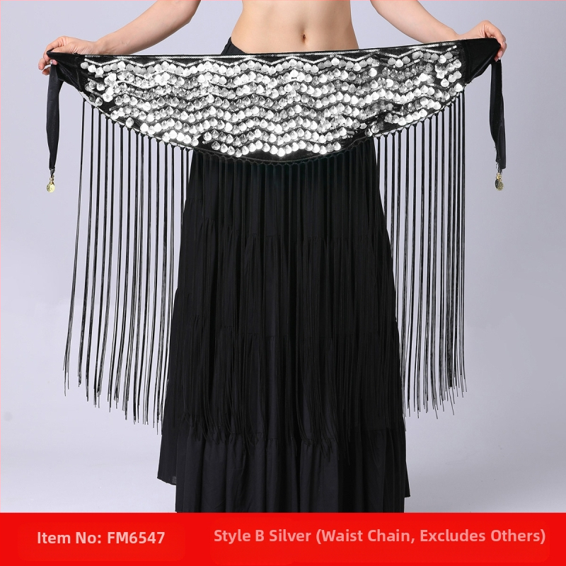 Piiriülene kõhutantsu harjutusriietus vööketiga puusarätik pikk tupsudega litritega vöötihend esinemise vöökett vöörätik kõhutantsu vöökaunistus