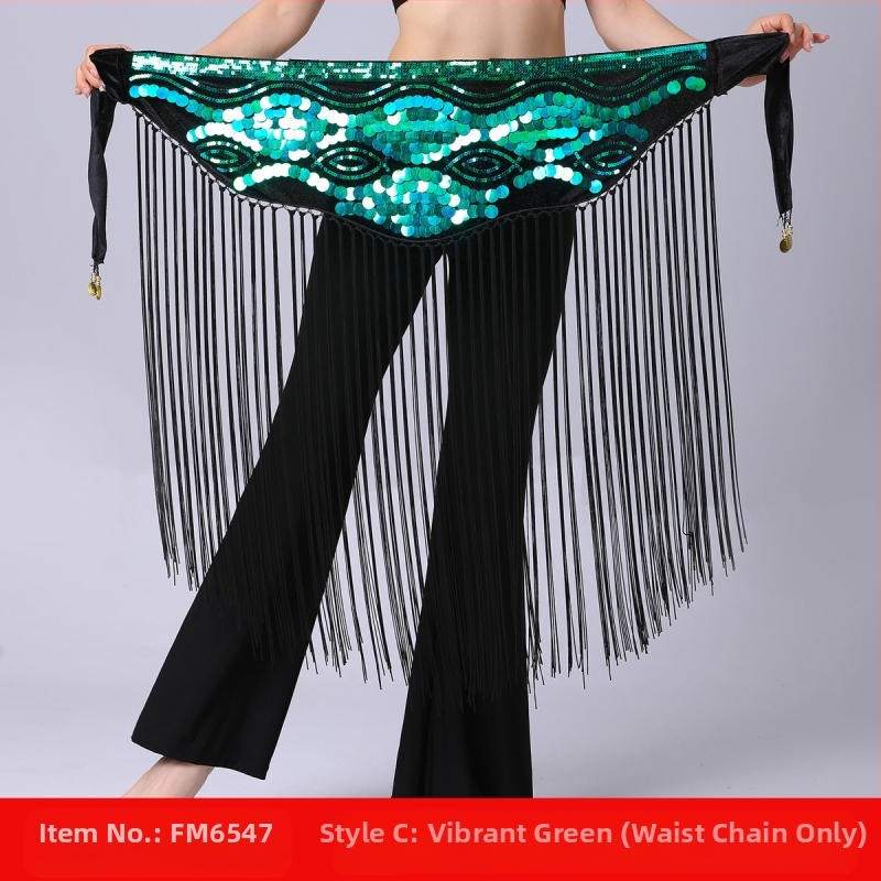 Piiriülene kõhutantsu harjutusriietus vööketiga puusarätik pikk tupsudega litritega vöötihend esinemise vöökett vöörätik kõhutantsu vöökaunistus