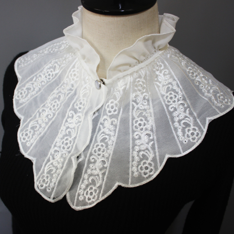 Tikitud kõrvaäärega krae, võltskrae, laste krae, dekoratiivne krae