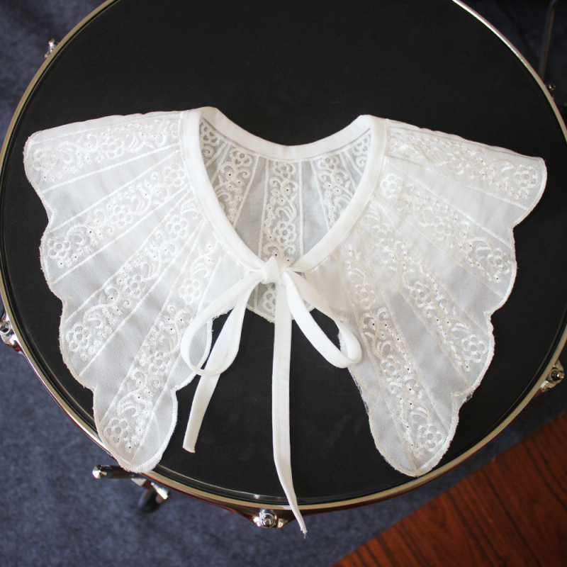 Tikitud kõrvaäärega krae, võltskrae, laste krae, dekoratiivne krae