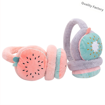 Naiste ja laste reguleeritavad puuviljadega kõrvaklapid, talvised soojad kokkupandavad kõrvaklapid, kõrvasoojendavad koomiksikaru kõrvakotid, hulgimüük