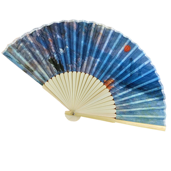 Ευρωπαϊκός διάσημος μικρός πτυσσόμενος ανεμιστήρας ζωγραφικής 21cm δύο πράσινου χρώματος επίπεδου κόκκαλου μπαμπού που διαφημίζει το προωθητικό δώρο που διπλώνει τον ανεμιστήρα