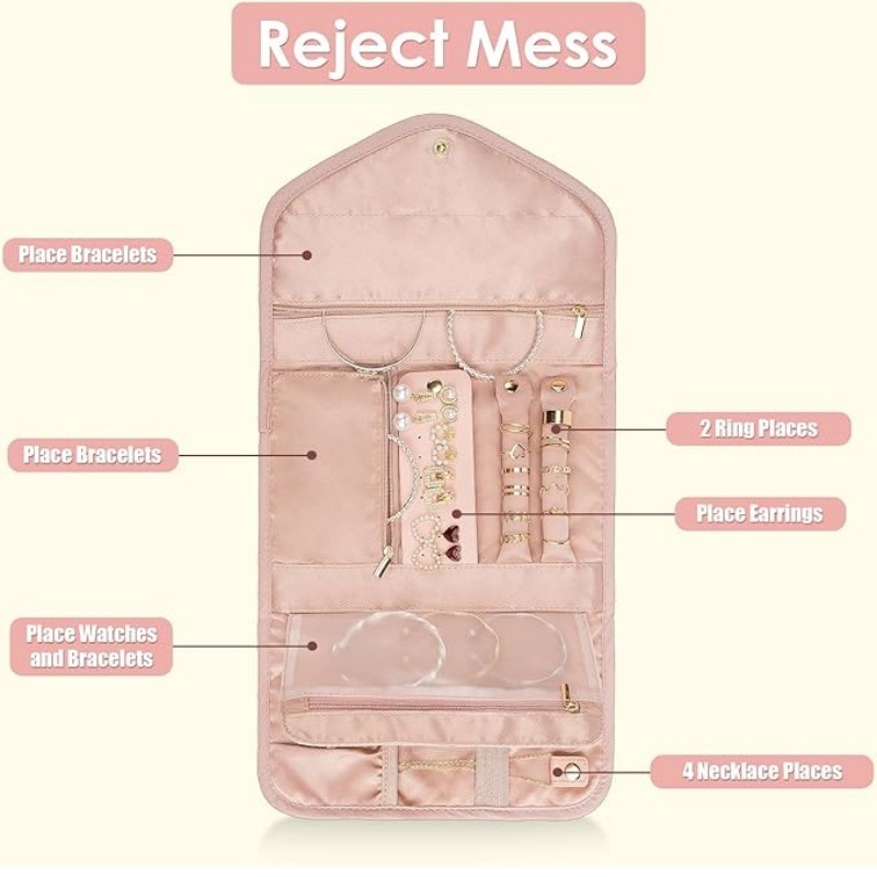 Az Amazon új ékszertáskája, hordozható utazó otthoni ékszerdoboz, ékszerdoboz, összecsukható táska, multifunkcionális nyaklánc