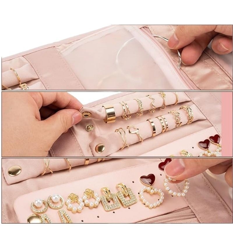 Az Amazon új ékszertáskája, hordozható utazó otthoni ékszerdoboz, ékszerdoboz, összecsukható táska, multifunkcionális nyaklánc