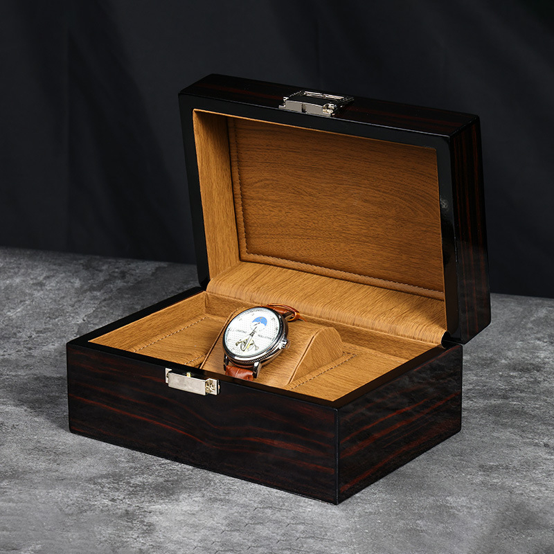 Aukštos klasės laikrodžių pakavimo dėžutė, aukštos klasės mechaninių laikrodžių papuošalų dėžutė, pritaikyta blizgių dažų mediniam laikrodžių dėžutės pritaikymui