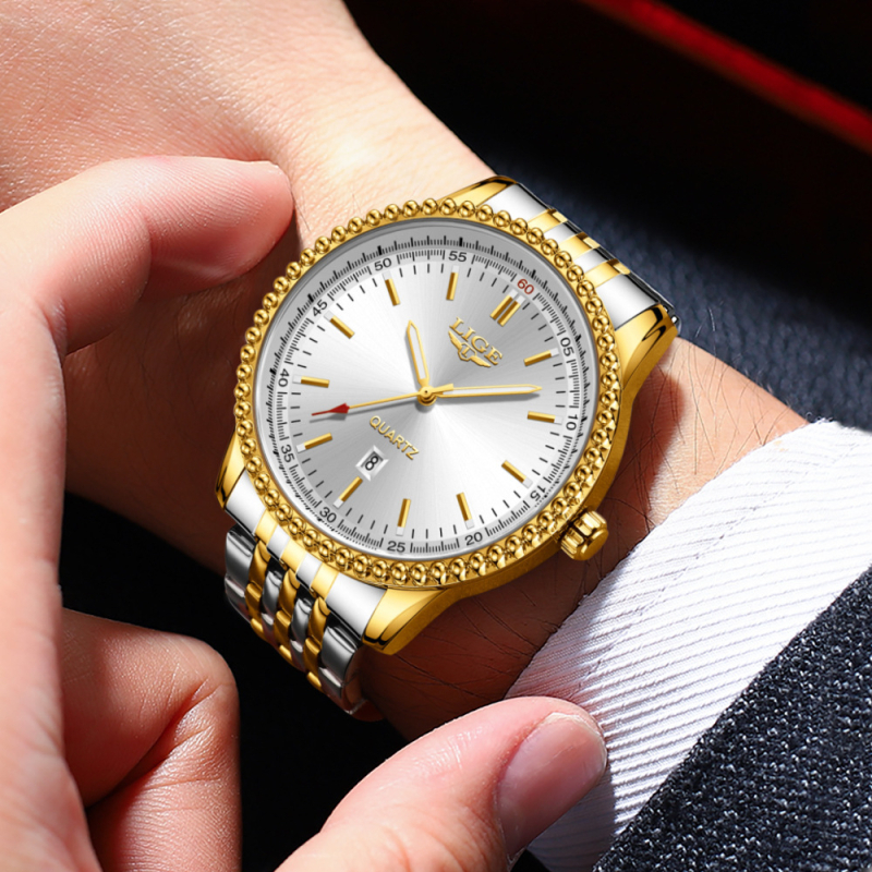 Lihtne käekell keskealistele ja eakatele meestele, terasrihm, suur ketas, niššikell, moodne temperamentne kvartskella hulgimüük