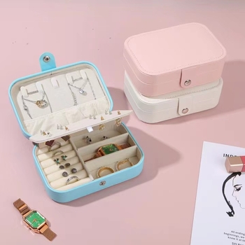 Διπλό κουτί αποθήκευσης κοσμημάτων ταξιδιού Flip, δαχτυλίδι, κολιέ, σκουλαρίκια, πολυστρωματικό, διασυνοριακό κουτί αποθήκευσης κοσμημάτων, φορητό