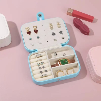Διπλό κουτί αποθήκευσης κοσμημάτων ταξιδιού Flip, δαχτυλίδι, κολιέ, σκουλαρίκια, πολυστρωματικό, διασυνοριακό κουτί αποθήκευσης κοσμημάτων, φορητό
