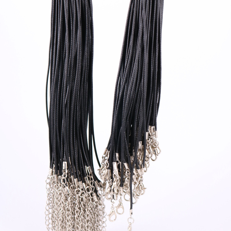 Koreai viaszos vonal nyaklánc fekete bőr kötél nyaklánc kötél medál nyaklánc homárcsat kiegészítők többszínű barkács ékszer kiegészítők