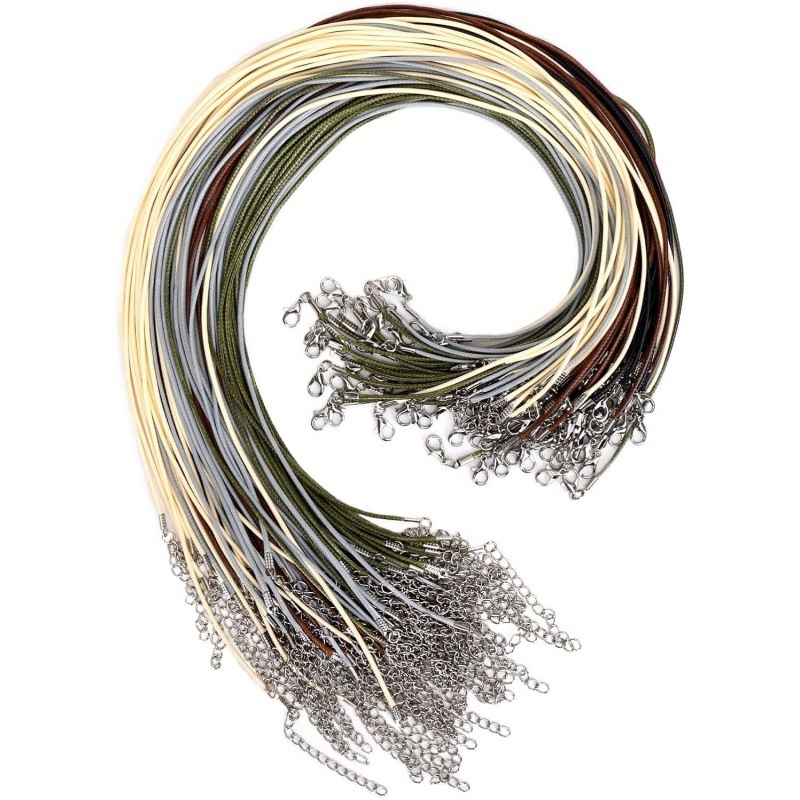 Koreai viaszos vonal nyaklánc fekete bőr kötél nyaklánc kötél medál nyaklánc homárcsat kiegészítők többszínű barkács ékszer kiegészítők