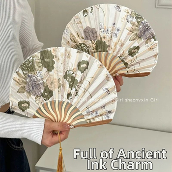 Μικρή πτυσσόμενη βεντάλια σε αρχαίο στυλ, κινέζικο στυλ, κλασικός χορός, αρχαία στολή, πτυσσόμενα στηρίγματα ποζάροντας, Behao Zhao Wu