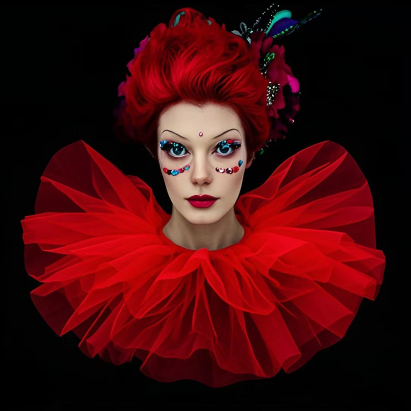 „Amazon Cloun Puffy Mesh“ netikra apykaklė Viktorijos laikų grupės pasirodymas Helovinams Velykų fotografijos aksesuarai