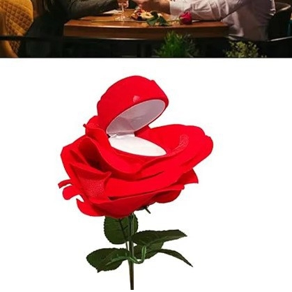 Új kreatív rózsagyűrűs doboz ajándékgyűrűs doboz csomagolással, kreatív rózsagyűrűs doboz raktáron