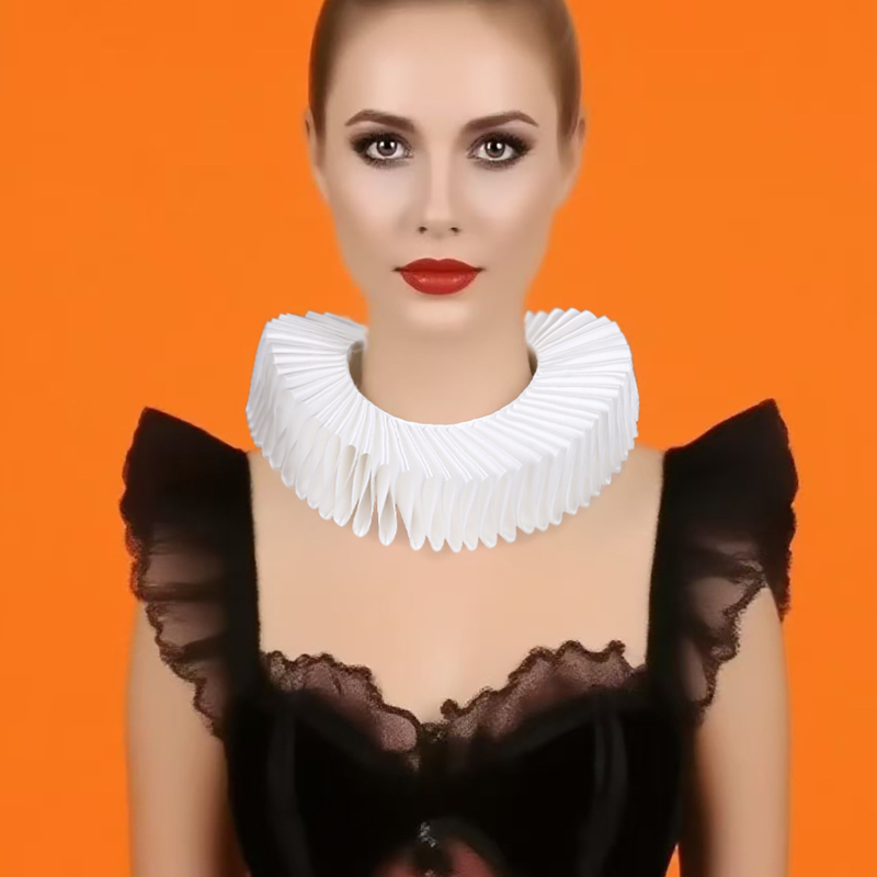 Ručno izrađeni dodaci za ovratnik za Noć vještica s klaunom, šareni ovratnik s raff ovratnikom, umjetnički plisirani lažni ovratnik za maškare