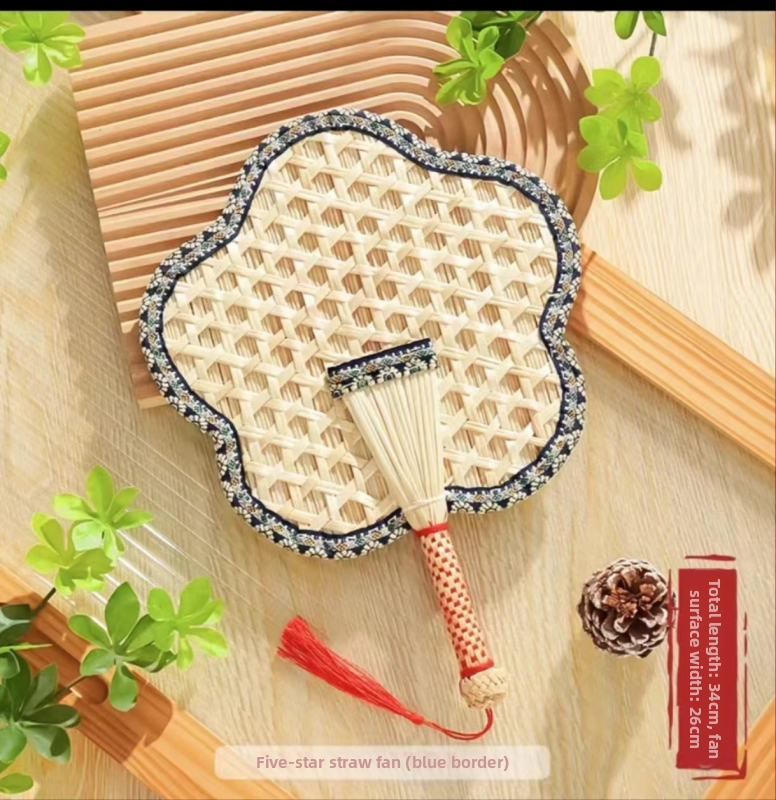 raktáron nagykereskedelmi nyári otthon kézzel készített búzaszalma ventilátor szúnyogriasztó hűvös mintás szegélyezés búzaszalma ventilátor kézi ventilátor