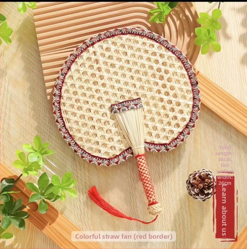 raktáron nagykereskedelmi nyári otthon kézzel készített búzaszalma ventilátor szúnyogriasztó hűvös mintás szegélyezés búzaszalma ventilátor kézi ventilátor