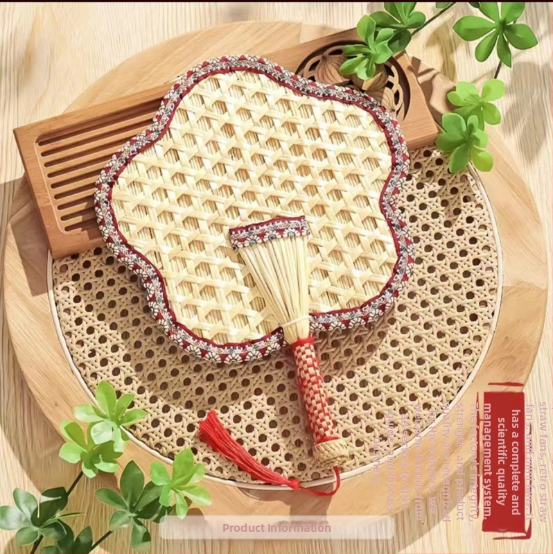 raktáron nagykereskedelmi nyári otthon kézzel készített búzaszalma ventilátor szúnyogriasztó hűvös mintás szegélyezés búzaszalma ventilátor kézi ventilátor