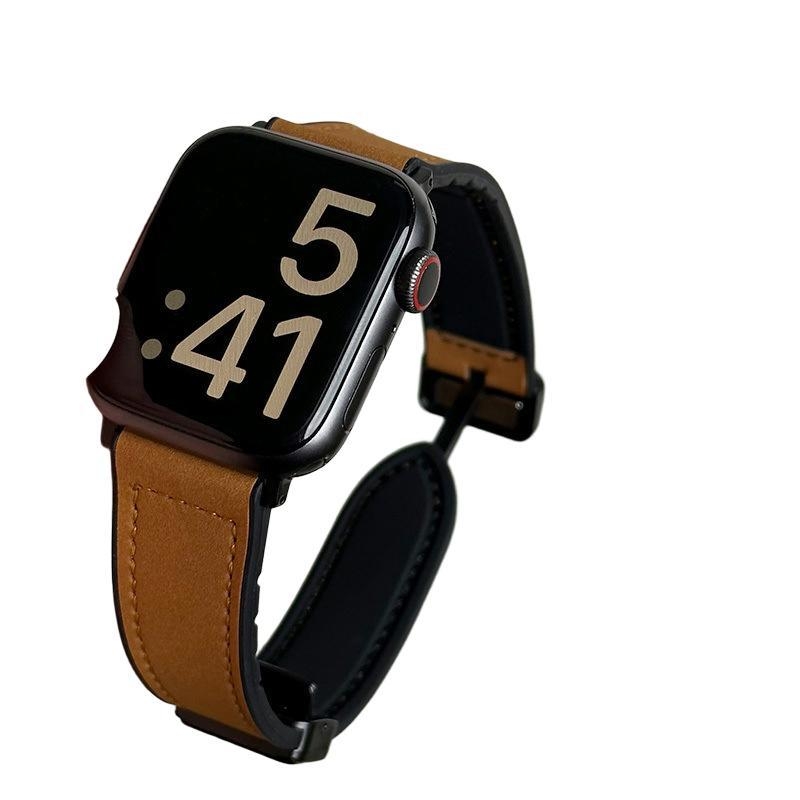 Curea magnetică din silicon Crazy Horse din piele pentru Apple Watch S10/9 Sport