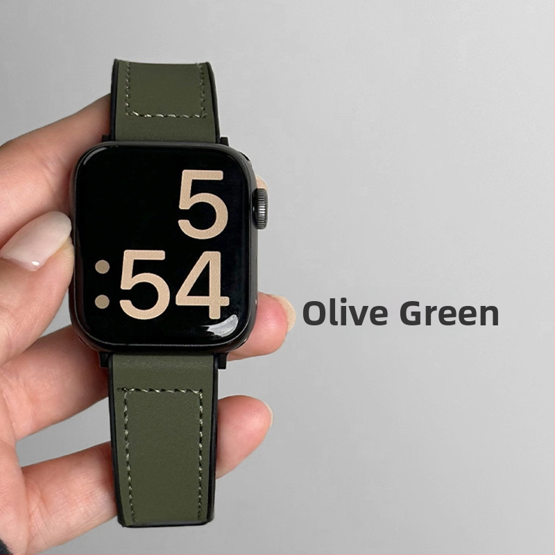 Curea magnetică din silicon Crazy Horse din piele pentru Apple Watch S10/9 Sport