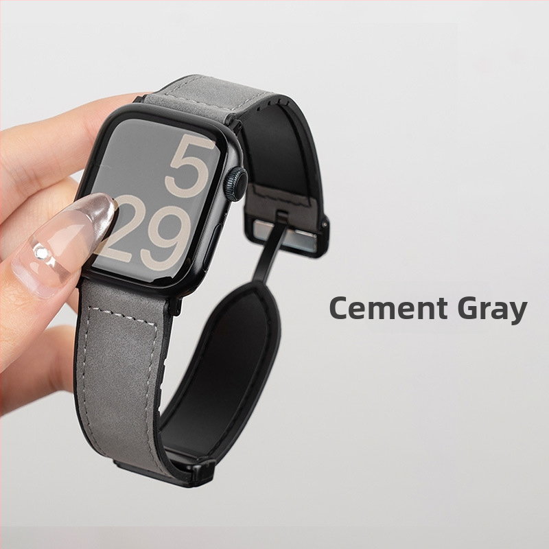 Curea magnetică din silicon Crazy Horse din piele pentru Apple Watch S10/9 Sport