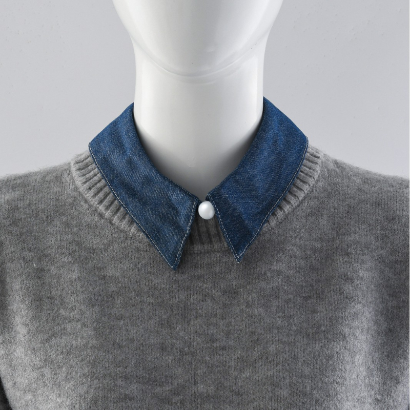 Tarpvalstybinė fabriko didmeninė prekyba retro rūmų stiliaus netikra džinsinė apykaklė moterims su universalia netikra apykakle ir megztinio dekoratyvine apykakle.