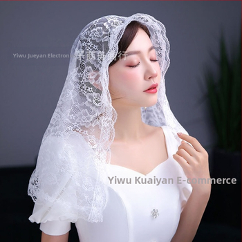 Фабричен аутлет Булчински дантелени къси шапки Шапки Булчински аксесоари Еднослоен воал на едро