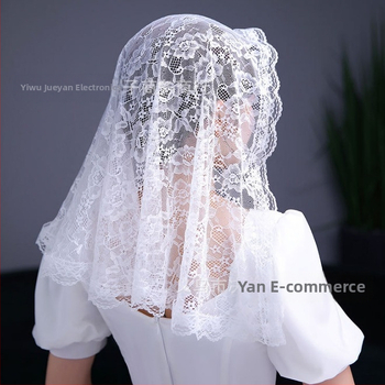 Фабричен аутлет Булчински дантелени къси шапки Шапки Булчински аксесоари Еднослоен воал на едро