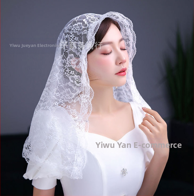 Фабричен аутлет Булчински дантелени къси шапки Шапки Булчински аксесоари Еднослоен воал на едро