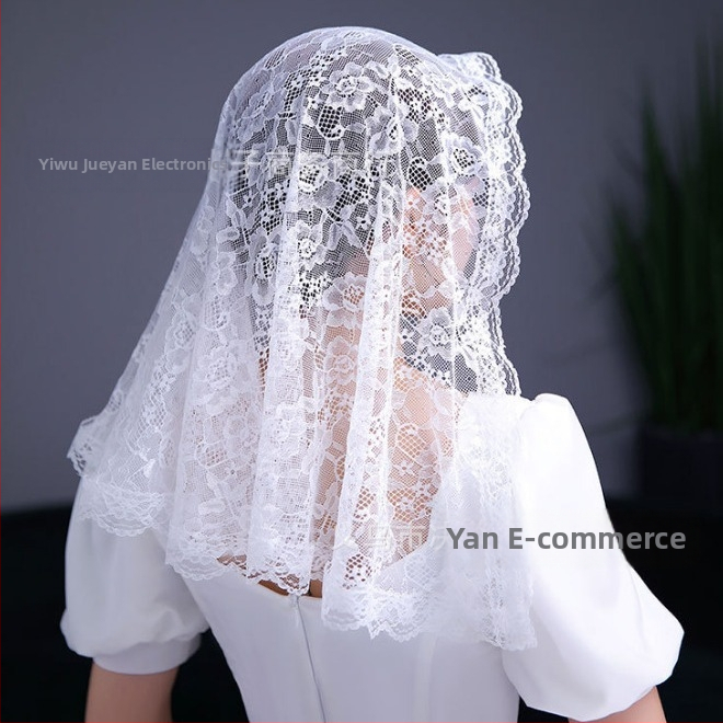 Фабричен аутлет Булчински дантелени къси шапки Шапки Булчински аксесоари Еднослоен воал на едро