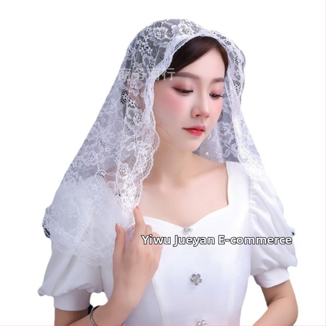 Фабричен аутлет Булчински дантелени къси шапки Шапки Булчински аксесоари Еднослоен воал на едро