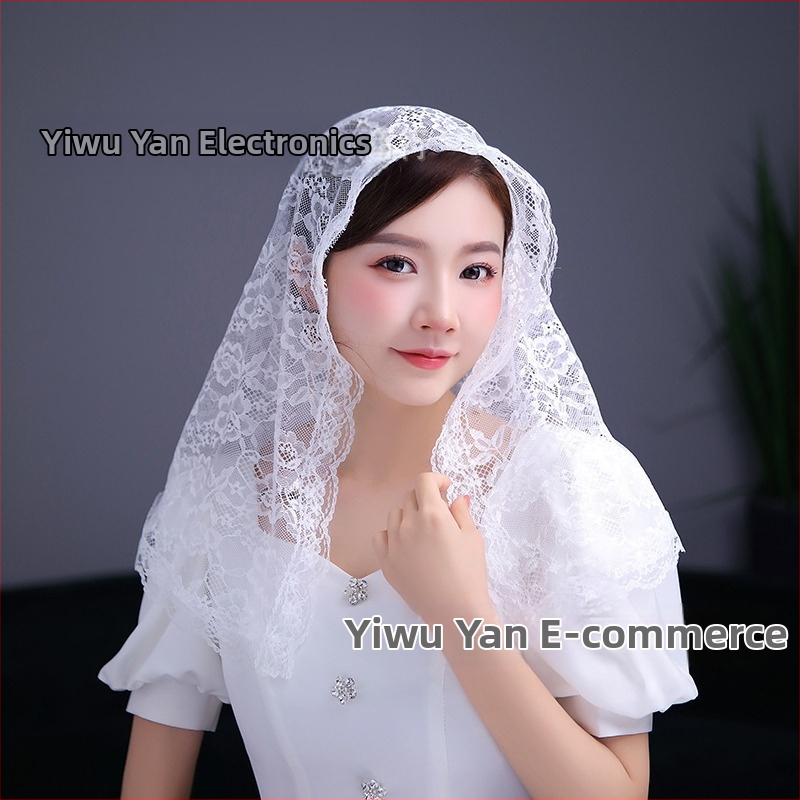 Фабричен аутлет Булчински дантелени къси шапки Шапки Булчински аксесоари Еднослоен воал на едро