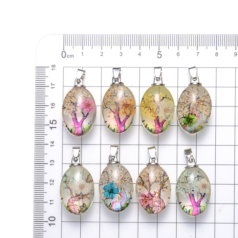 Kézzel készített, barkácsolt száraz virágos gypsophila nyaklánc medál életfa idő drágakő medál táska kulcstartó medál