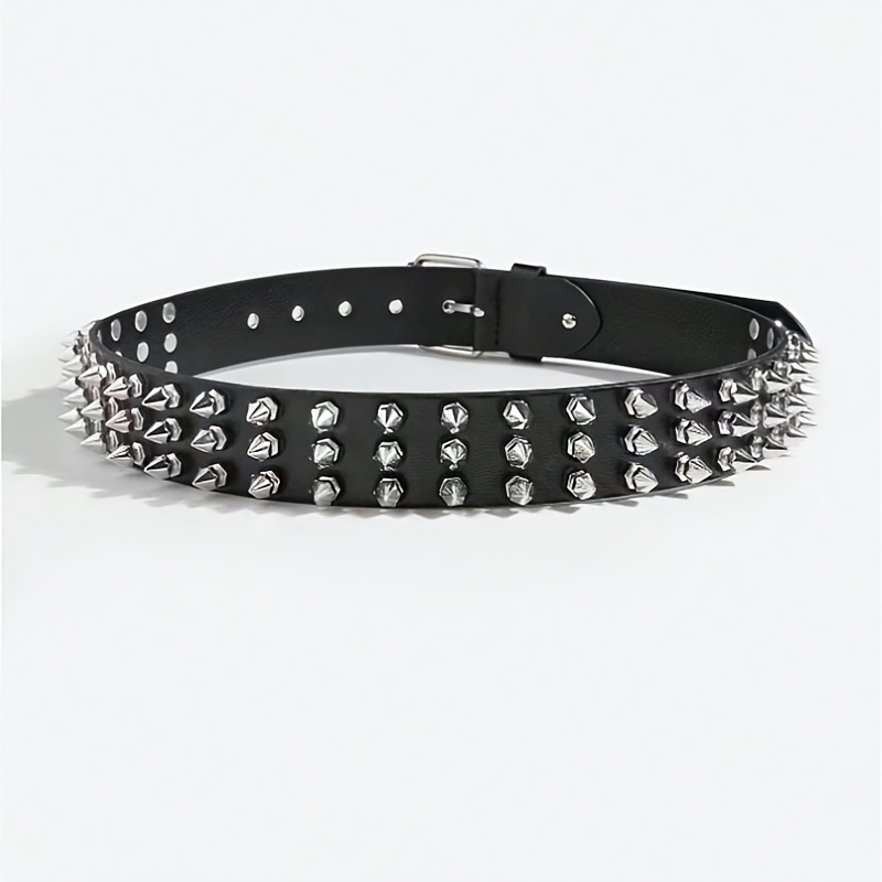Noua curea transfrontalieră PU punk cu mărgele ascuțite, toate potrivirile din aliaj, bijuterii lucrate manual pentru blugi, curea cu nituri din metal greu