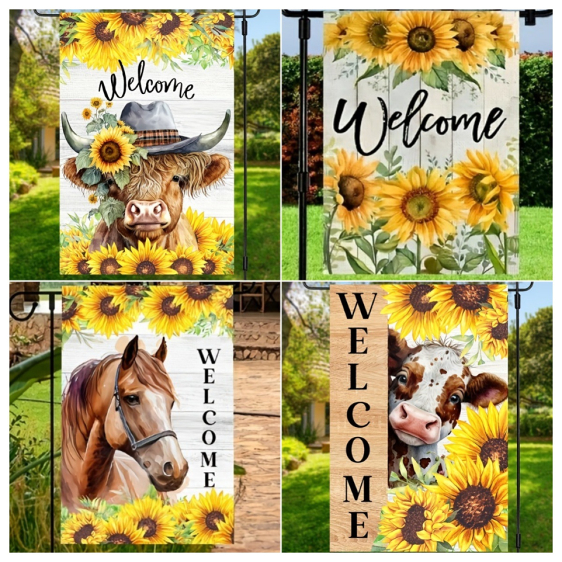 Nauja tarpvalstybinė vasaros sodo vėliava, karvė, saulėgrąža, arklys, vasaros lauko kiemo dekoravimas, dovanų sezonas