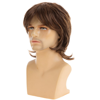 2024. aasta uus meeste parukas, moodne mullet-pea kujuga ärimeeste juustest, kõrge temperatuuriga siidist keemilisest kiust peakate laos.