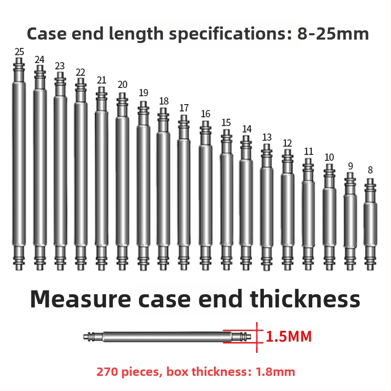 Инструменти за ремонт на часовници, аксесоари за часовници, свързващ вал от неръждаема стомана, суров, в кутия, 360° сурови щифтове за уши