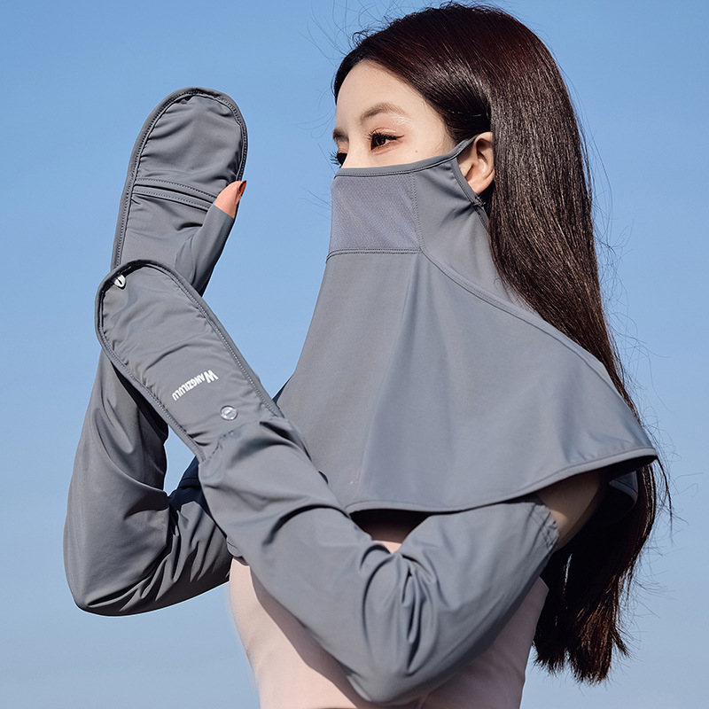 Nyári naptej, jég, selyem, női, UV-védő maszk, napellenző, lélegző, lovaglófátyol, jég, férfi maszk