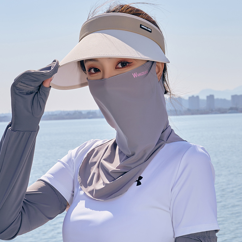 Nyári naptej, jég, selyem, női, UV-védő maszk, napellenző, lélegző, lovaglófátyol, jég, férfi maszk