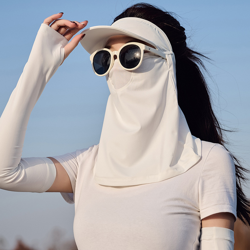 Nyári naptej, jég, selyem, női, UV-védő maszk, napellenző, lélegző, lovaglófátyol, jég, férfi maszk