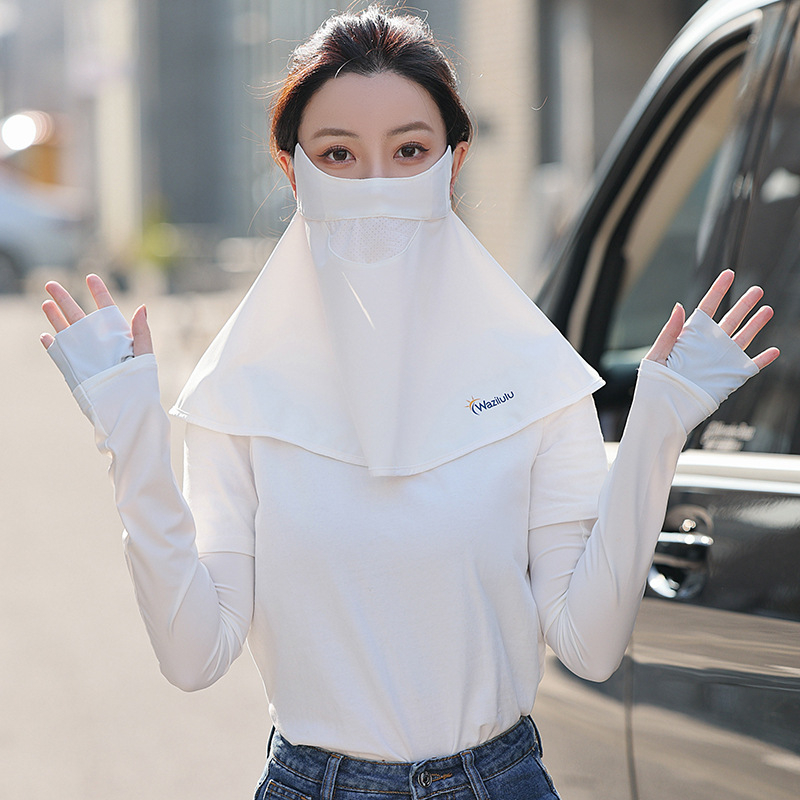 Nyári naptej, jég, selyem, női, UV-védő maszk, napellenző, lélegző, lovaglófátyol, jég, férfi maszk